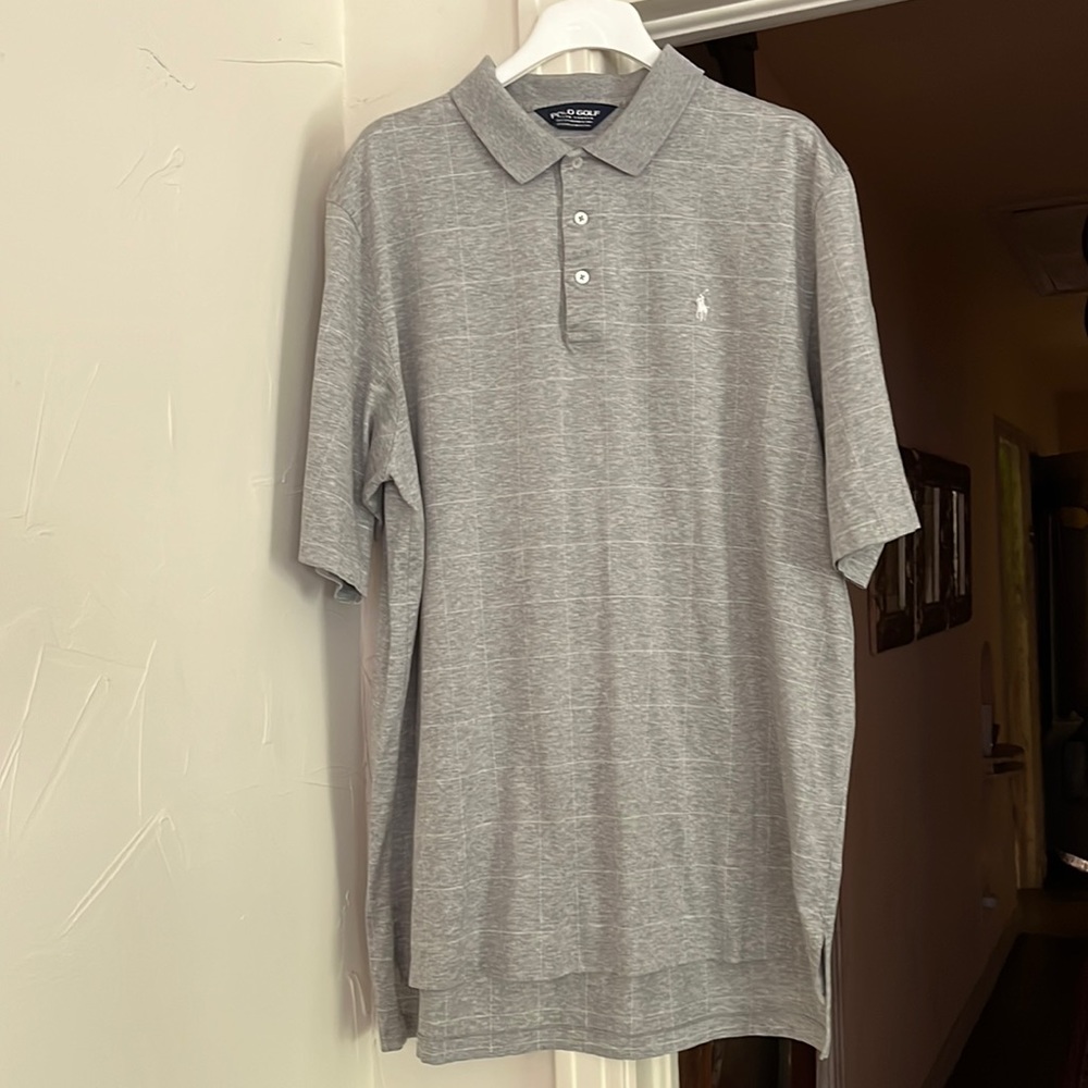 Ralph Lauren Polo Golf Shirt Mens Large L Gray Cotton Short Sleeve
